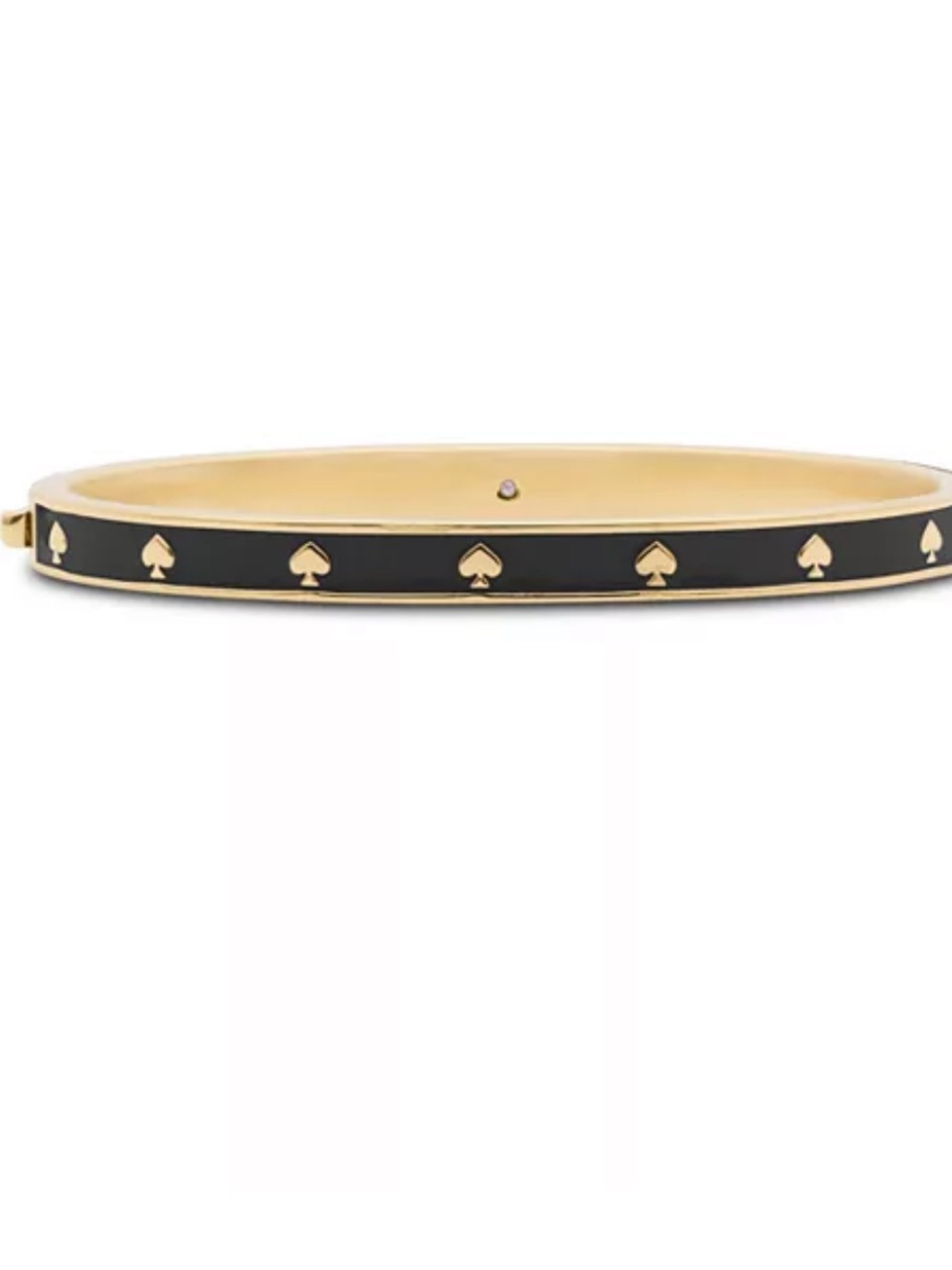 NWT Kate Spade Spot The Spade Enamel Hinged Bangle Black - Picture 10 of 12